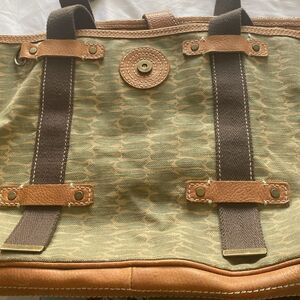 GAP RED Large Tote Thick Canvas with Leather Trim and Bottom Bag